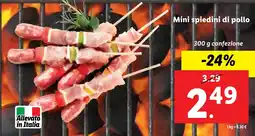Lidl Mini spiedini di pollo 300 g confezione offerta