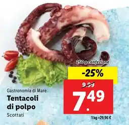 Lidl Gastronomia di Mare Tentacoli di polpo Scottati 250 g confezione offerta