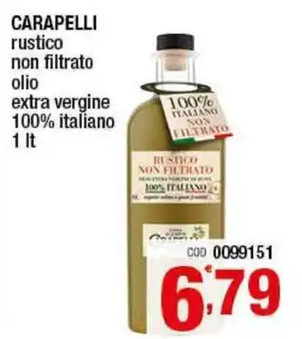 Gruppo di Palo Carapelli Rustico non filtrato olio extra vergine 100% italiano 1lt offerta