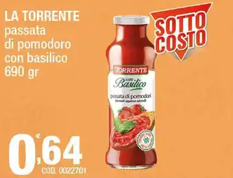 Gruppo di Palo La Torrente Passata di pomodoro con basilico 690gr offerta
