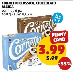 PENNY CORNETTO CLASSICO, CIOCCOLATO ALGIDA conf. da 6 pz 450 g offerta
