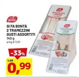 DPiù SI FA BONTÀ 2 TRAMEZZINI GUSTI ASSORTITI offerta