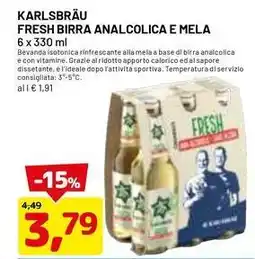 DPiù KARLSBRÄU FRESH BIRRA ANALCOLICA E MELA offerta