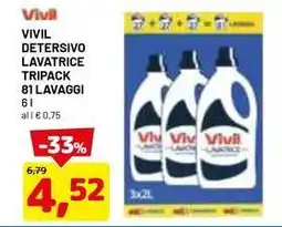 DPiù VIVIL DETERSIVO LAVATRICE TRIPACK 81 LAVAGGI 6 l offerta