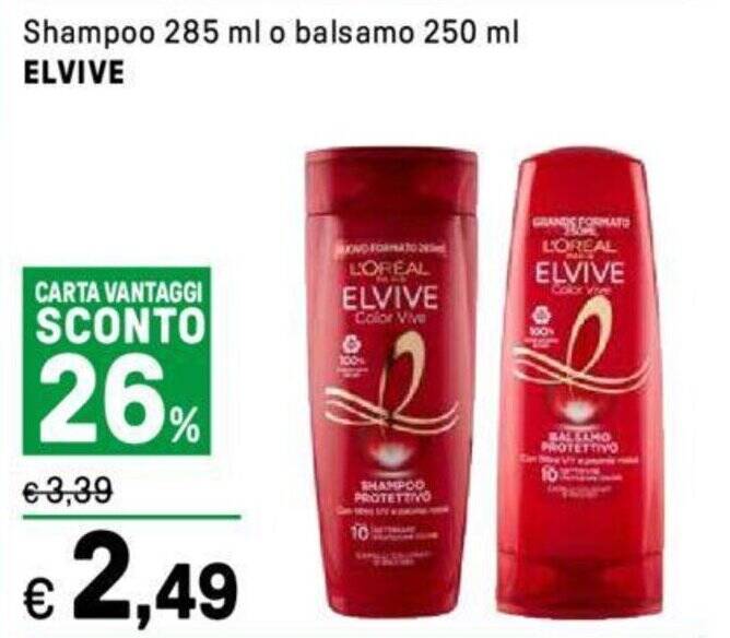 Offerta Shampoo 285 ml o balsamo 250 ml ELVIVE di Iper La Grande