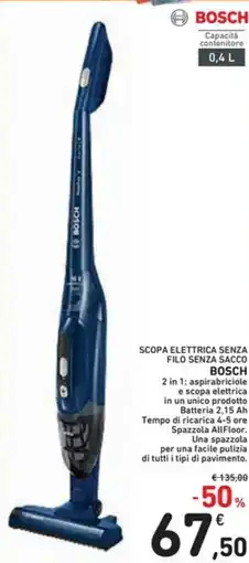 Spazio Conad SCOPA ELETTRICA SENZA FILO SENZA SACCO BOSCH offerta