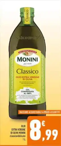 Conad OLIO EXTRA VERGINE DI OLIVA MONINI classico/delicato 1 l offerta