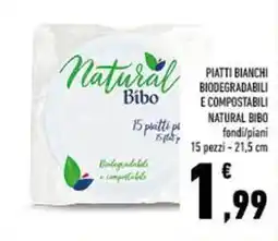 Conad PIATTI BIANCHI BIODEGRADABILI E COMPOSTABILI NATURAL BIBO offerta