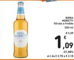 Spazio Conad BIRRA MORETTI filtrata a freddo 500 ml offerta