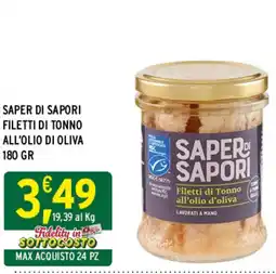 Gecop SAPER DI SAPORI FILETTI DI TONNO ALL'OLIO DI OLIVA 180 gr offerta