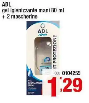 ADL Gel Igienizzante mani 80ml + 2 mascherine