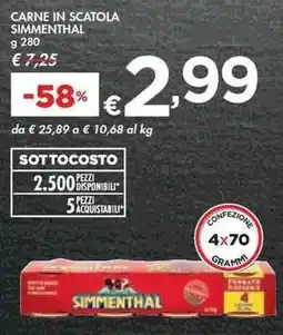 Bennet CARNE IN SCATOLA SIMMENTHAL g 280 offerta