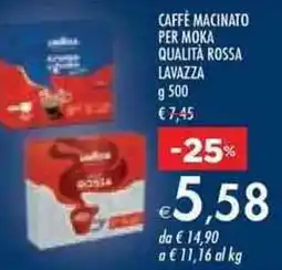 Bennet CAFFÈ MACINATO PER MOKA QUALITÀ ROSSA LAVAZZA g 500 offerta