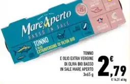 Conad TONNO E OLIO EXTRA VERGINE DI OLIVA BIO BASSO IN SALE MARE APERTO 3 x 65 g offerta