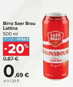 Carrefour Birra Saer Brau Lattina 500 ml offerta
