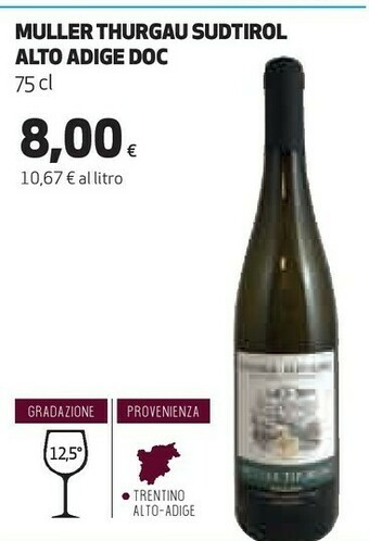 Coop Muller thurgau sudtirol alto adige doc offerta
