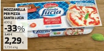 Coop Mozzarella per pizza santa lucia offerta
