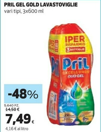 Ipercoop Gel gold lavastoviglie offerta