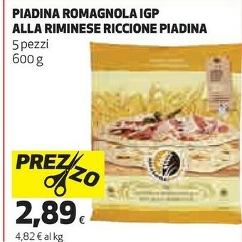 Ipercoop Riccione piadina piadina romagnola igp alla riminese offerta