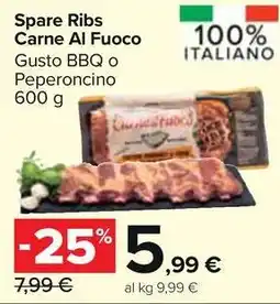 Carrefour Market Spare Ribs Carne Al Fuoco Gusto BBQ o Peperoncino 600 g offerta