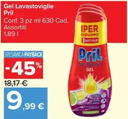Carrefour Market Gel Lavastoviglie Pril Conf. 3 pz ml 630 Cad. Assortiti 1,89 I offerta