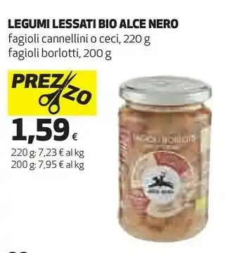 Ipercoop Alce nero legumi lessati bio fagioli cannellini o ceci offerta