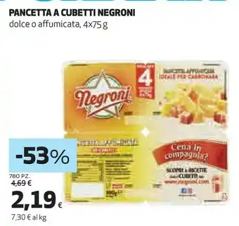 Coop Celebrity - pancetta a cubetti dolce offerta