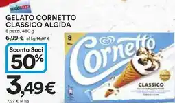 Ipercoop GELATO CORNETTO CLASSICO ALGIDA 8 pezzi, 480 g offerta