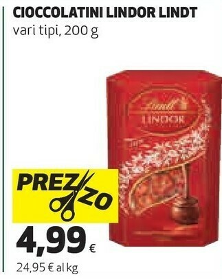 Coop Lindt cioccolatini lindor offerta