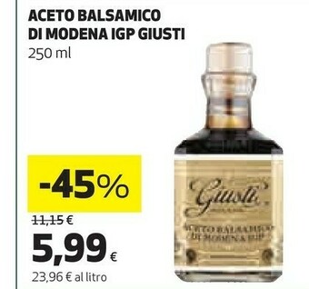 Coop Giusti aceto balsamico di modena igp offerta