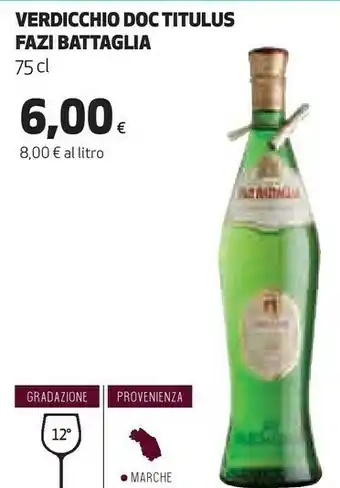 Coop Fazi battaglia verdicchio doc titulus offerta