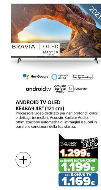Expert Ke-48a9 - tv oled 48 pollici, android tv 4k hdr ultra hd con processore x1 ultimate e acoustic surface audio (modello 2020, n offerta