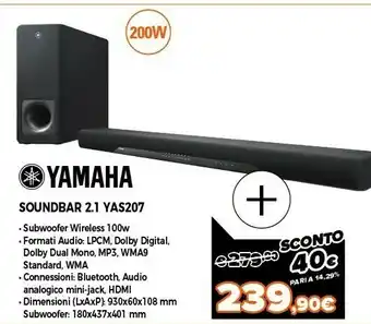 Expert Yamaha yas-207 altoparlante soundbar 200 w nero offerta
