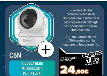Expert Ezviz c6n telecamera wi-fi motorizzata per interno con vista a 360° offerta