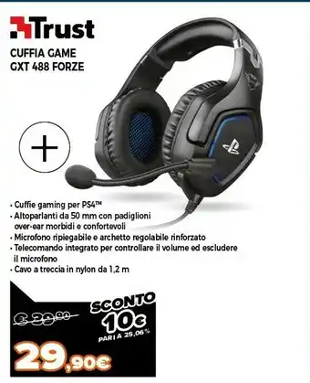 Expert Trust gxt 488 forze ps4 cuffia padiglione auricolare nero offerta