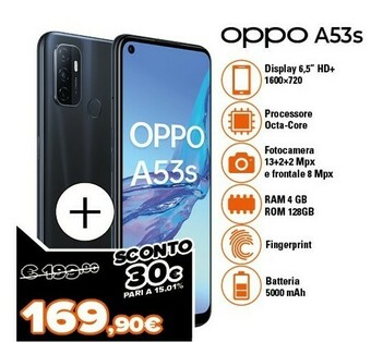 Expert A53s 16,5 cm (6.5") doppia sim coloros 7.2 4g usb tipo-c 4 gb 128 gb 5000 mah nero offerta