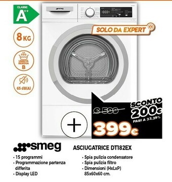 Expert Smeg asciugatrice dt182ex offerta