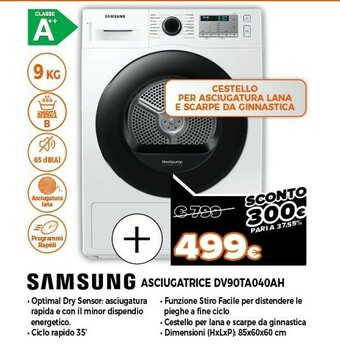 Expert Dv90ta040ah asciugatrice libera installazione caricamento frontale 9 kg a++ bianco offerta