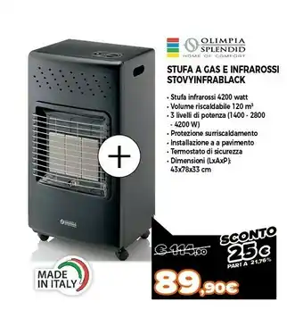 Expert Olimpia splendid stufa a gas e infrarossi stovyinfrablack offerta