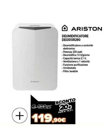 Expert Ariston deumidificatore deos10r290 offerta
