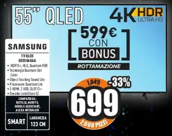 Unieuro Series 6 qe55q60aau 139,7 cm (55") 4k ultra hd smart tv wi-fi nero offerta