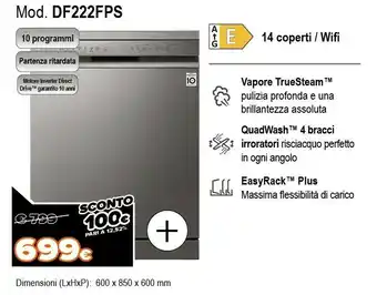 Expert Df222fp lavastoviglie libera installazione 14 coperti a++ offerta