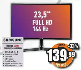 Unieuro Monitor gaming corvo lc24rg50fqrxen offerta