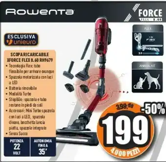 Unieuro Rowenta x-force rh9679 aspirapolvere senza filo grigio, rosso senza sacchetto offerta