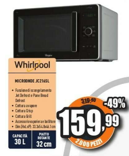 Microonde jc216sl offerta di Unieuro