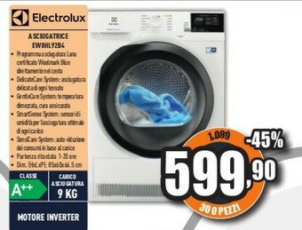 Unieuro Ew8hl92b4 asciugatrice libera installazione caricamento frontale bianco 9 kg a++ offerta