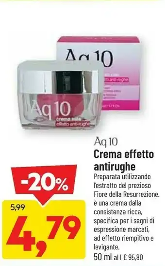 DPiù Aq 10 crema effetto antirughe offerta