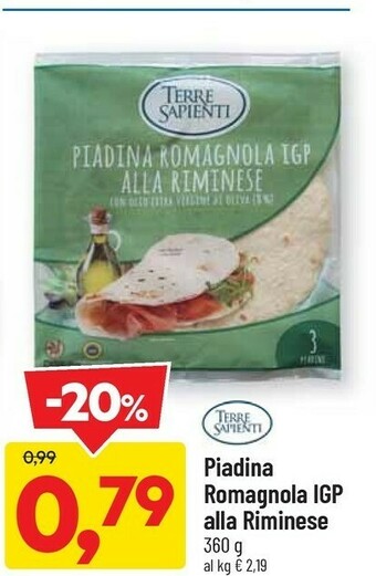 DPiù Terre sapienti piadina romagnola igp alla riminese offerta
