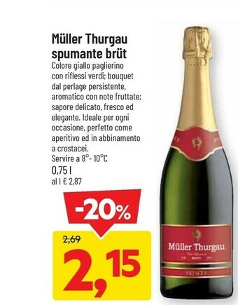 DPiù Muller thurgau spumante brut offerta