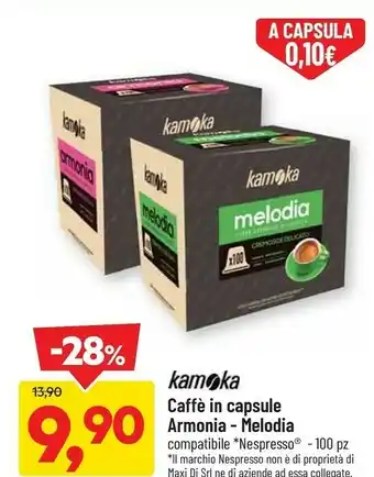 DPiù Caffe in capsule armonia offerta